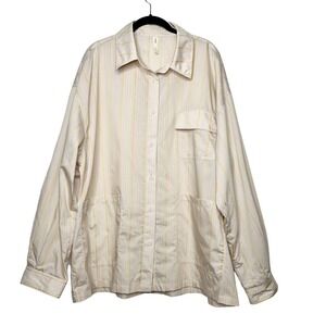 Nap Recliner Classic PJ Shirt Pajama in Stripe Yellow Tan Size Medium